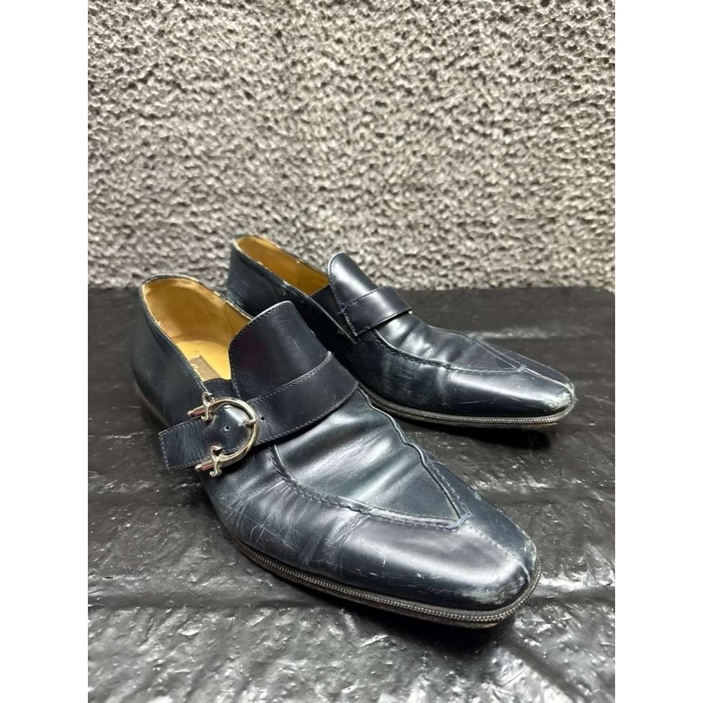 Cesare Paciotti Leather Monk Strap Slip-On Loafers Black Mens Size 7.5 US